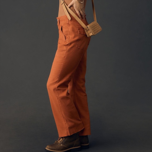 NWT Anthropologie Pilcro The Yaya Crop Flare Pants Orange 28 - Picture 5 of 16